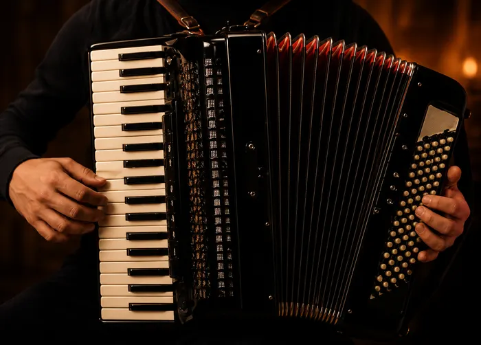 Aluna tocando acordeon