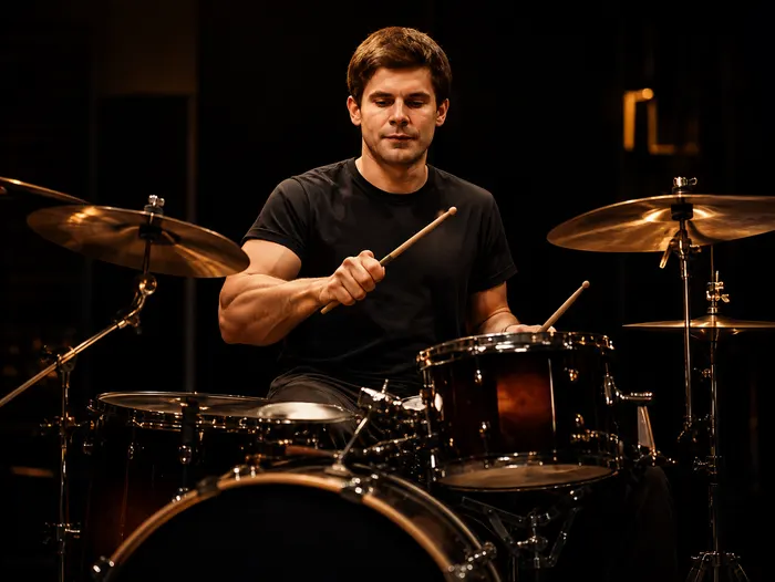Aluna tocando bateria