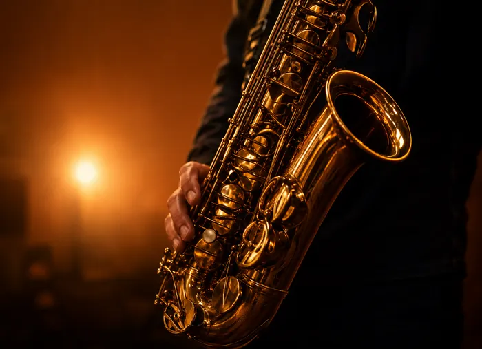 Aluna tocando saxofone